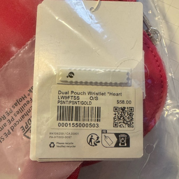 Lululemon Athletica Pink Heart Dual Pouch Wristlet - Picture 5 of 6